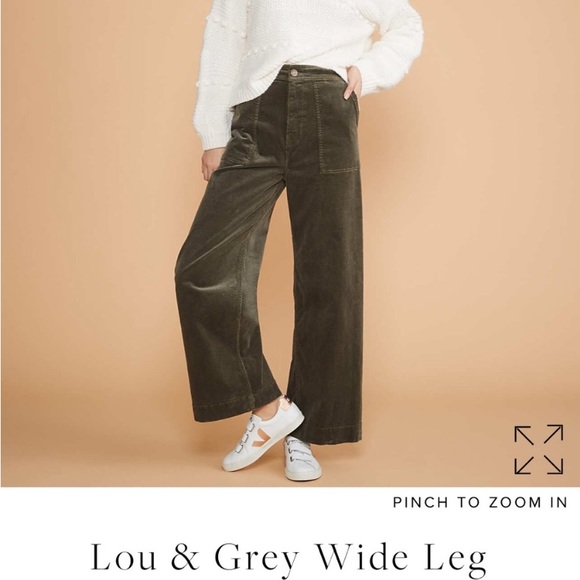 Lou & Grey Pants - Lou & Grey Wide Leg Army Green Corduroy Pants Size 10